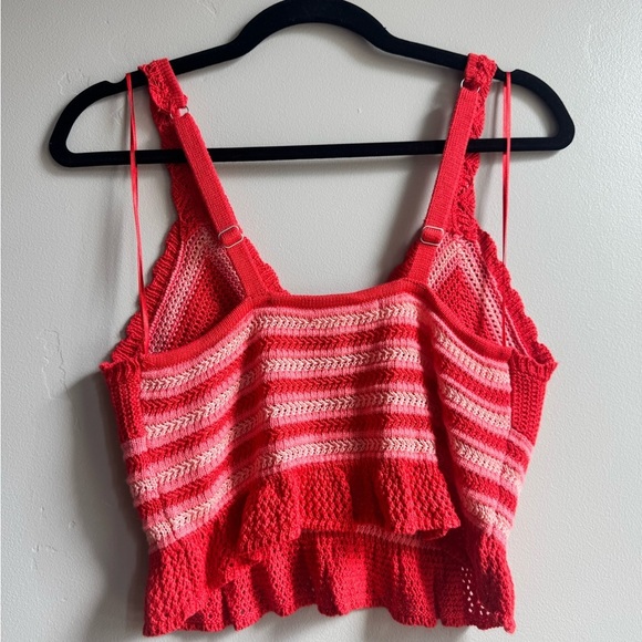 Madden NYC Crochet Tank Top in poppy red beach boho size L - Picture 5 of 5